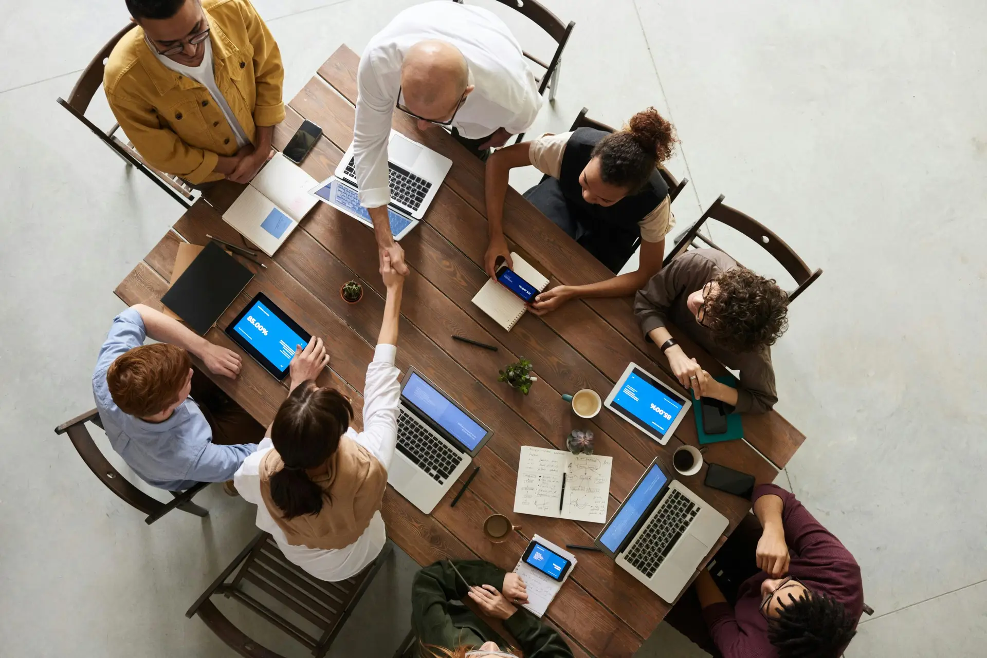 employees engaged at a team meeting